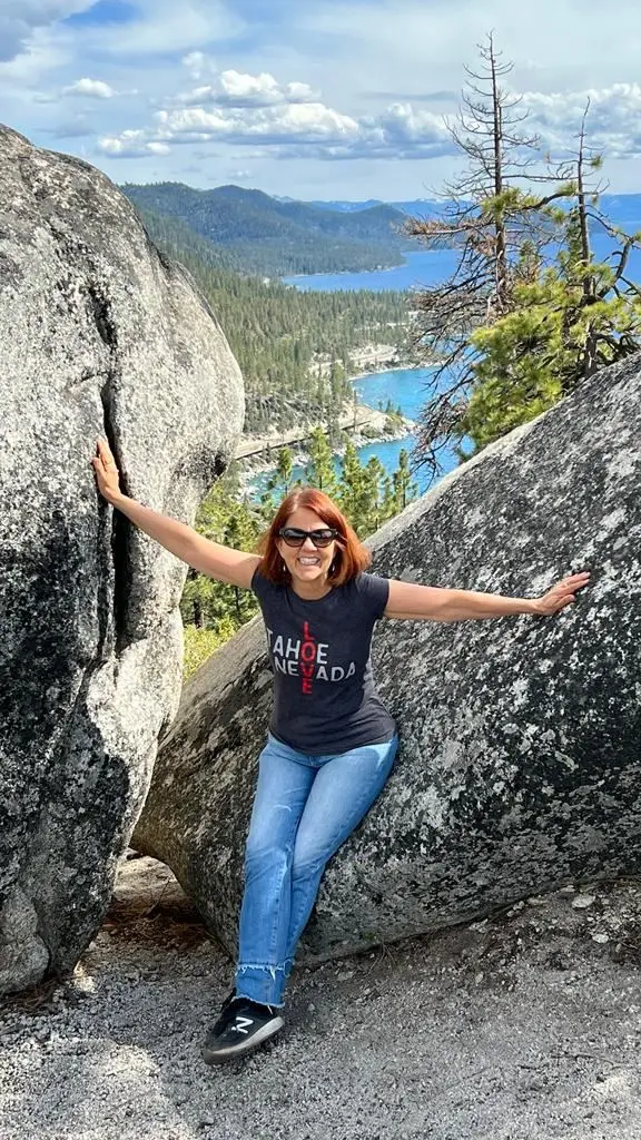 Shahri above the shore of Lake Tahoe
